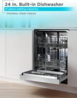 BLACK+DECKER 24" Built-In Dishwasher, 12-Place Setting Capacity with Stainless Steel Tub, Dish Washer with 6 Wash Programs, Low Noise, ENERGY STAR Certified, BDW200MS, Stainless Steel Look - Image 3