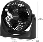 Amazon Basics Air Circulator Fan, Desk Fan for Bedroom, Home and Office, With 90-Degree Tilt Head, 3 Speed Settings, Lightweight (3 LBS), 35 Watts, Black, 11.1"W x 6.3"D x 10.9"H - Image 4