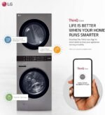 LG WashTower Stacked Smart Laundry Center 4.5 Cu.Ft. Front Load Washer & 7.4 Cu.Ft. Electric Dryer in Graphite Steel WKE100HVA - Image 3