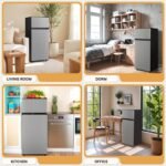 Manastin 4.5 Cu.Ft Mini Fridge with Freezer, Small Fridge with 2 Doors for Office, Kitchen, Dorm and Bedroom, Mini Refrigerator with Adjustable Shelves (Silver) - Image 7