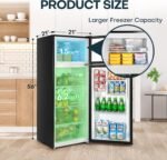 Upstreman 7.7 Cu.Ft. Refrigerator with Freezer, Double Door Fridge, Adjustable Thermostat, Large Capacity, Reversible Door Swing, Refrigerator for Apartment, Office, Dorm, Black（BD75） - Image 3