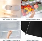 Upstreman 7.7 Cu.Ft. Refrigerator with Freezer, Double Door Fridge, Adjustable Thermostat, Large Capacity, Reversible Door Swing, Refrigerator for Apartment, Office, Dorm, Black（BD75） - Image 4