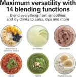 Hamilton Beach Wave Crusher Blender for Smoothies With 40 Oz Glass Jar and 14 Functions, Ice Sabre Blades & 700 Watts for Consistently Smooth Results, Black & Stainless Steel (54220) - Image 3
