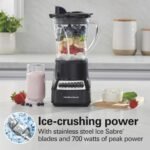 Hamilton Beach Wave Crusher Blender for Smoothies With 40 Oz Glass Jar and 14 Functions, Ice Sabre Blades & 700 Watts for Consistently Smooth Results, Black & Stainless Steel (54220) - Image 4