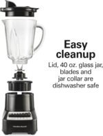 Hamilton Beach Wave Crusher Blender for Smoothies With 40 Oz Glass Jar and 14 Functions, Ice Sabre Blades & 700 Watts for Consistently Smooth Results, Black & Stainless Steel (54220) - Image 6