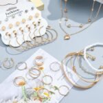 NEWITIN 49 Pieces Gold Jewelry Set for Women Fashion Costume Jewelry Gold Plated Necklace Bracelet Ring Earrings Set for Women - Image 4