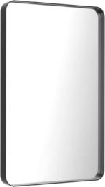 LOAAO Black Metal Framed Bathroom Mirror for Wall, 24X36 Inch Rounded Rectangle Mirror, Matte Black Bathroom Vanity Mirror Farmhouse, Anti-Rust, Hangs Horizontally or Vertically - Image 4