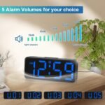 Peakeep Small Digital Alarm Clock Plug in for Bedrooms Bedside, Tiny Electric Clock Large Big Numbers Display with Battery Backup for Desk Table, 6 Dimmers, 5 Adjustable Alarm Volumes (Blue) - Image 4
