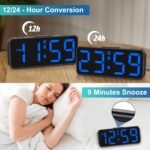 Peakeep Small Digital Alarm Clock Plug in for Bedrooms Bedside, Tiny Electric Clock Large Big Numbers Display with Battery Backup for Desk Table, 6 Dimmers, 5 Adjustable Alarm Volumes (Blue) - Image 7