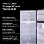 Kenmore 33 in. 20.5 cu. ft. Capacity Refrigerator/Freezer Full-Width Adjustable Glass Shelving, Humidity Control Crispers, Black - Image 6
