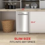 Honeywell 18 Inch Dishwasher with 8 Place settings, 6 Washing Programs, Stainless Steel Tub, UL/Energy Star- Stainless Steel - Image 4