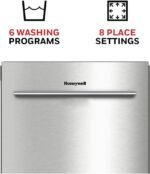 Honeywell 18 Inch Dishwasher with 8 Place settings, 6 Washing Programs, Stainless Steel Tub, UL/Energy Star- Stainless Steel - Image 5