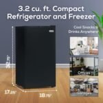 Igloo 3.2 Cu.Ft. Single Door Compact Refrigerator with Freezer - Slide Out Glass Shelf, Perfect for Homes, Offices, Dorms - Black - Image 3