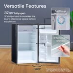 Igloo 3.2 Cu.Ft. Single Door Compact Refrigerator with Freezer - Slide Out Glass Shelf, Perfect for Homes, Offices, Dorms - Black - Image 6