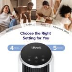 LEVOIT Tower Fan for Bedroom, Standing Fan with 28dB Quiet for Sleep, Remoter, 12H Timer, 25ft/s Velocity, 5 Speeds, 4 Modes, 90° Oscillation for Home, Office, Indoor, Bladeless 36 inch, White - Image 5