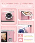 Kids Camera,4K Digital Camera for Photography,48MP 1080P HD Video Selfie Camera,with 180° Flip Screen Flash,with 32GB SD Card,for Starter Kid Children Teen Student Girl Boy(Pink) - Image 4