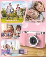 Kids Camera,4K Digital Camera for Photography,48MP 1080P HD Video Selfie Camera,with 180° Flip Screen Flash,with 32GB SD Card,for Starter Kid Children Teen Student Girl Boy(Pink) - Image 6