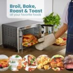 Elite Gourmet ETO2530M Double French Door Countertop Toaster Oven, Bake, Broil, Toast, Keep Warm, Fits 12" pizza, 25L capacity, Stainless Steel & Black - Image 5