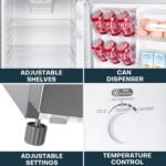 Upstreman 11.6 Cu.Ft. Double Door Refrigerator in Stainless Steel with Large Capacity Top Freezer, Frost Free, Adjustable Thermostat Control, Apartment Refrigerator with Freezer, ENERGY STAR - Image 4