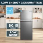 Upstreman 11.6 Cu.Ft. Double Door Refrigerator in Stainless Steel with Large Capacity Top Freezer, Frost Free, Adjustable Thermostat Control, Apartment Refrigerator with Freezer, ENERGY STAR - Image 6