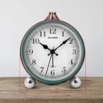 Peakeep 4" Small Battery Operated Antique Retro Analog Alarm Clock for Room Decor, Silent Elegant Bedside Desk Table Gift Clock - Image 7