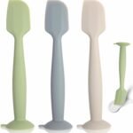Baby Diaper Cream Spatula 3 Pack Diaper Spatulas Soft Silicone Diaper Cream Applicator Baby Butt Paste Spatula Brush with Suction Base,Full Size(Gray+Off-white+Green - Image 2