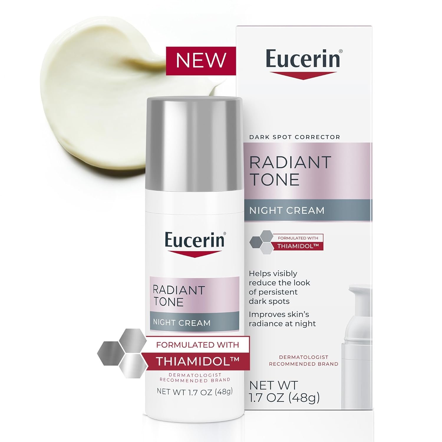 Eucerin Radiant Tone Night Cream, Dark Spot Corrector with Thiamidol, Night Moisturizer for Face Helps Visibly Reduce the Look of Persistent Dark Spots, All Skin Types, 1.7 Oz Bottle - Image 2