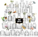 Glass Bud Vase Set of 32PCS Wedding Centerpieces for Tables,Mini Clear Bud Vases for Flowers,Small Flower Vases Suitable for Birthday Party,Anniversary,Wedding,Baby Shower (Clear, 32PCS) - Image 2