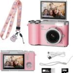 Kids Camera,4K Digital Camera for Photography,48MP 1080P HD Video Selfie Camera,with 180° Flip Screen Flash,with 32GB SD Card,for Starter Kid Children Teen Student Girl Boy(Pink) - Image 2