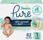 Pampers Pure Protection Baby Diapers, Size 1 (8-14 lbs), 82 Count, Up to 100% Leakproof, Premium Plant-based Skin Protection, Hypoallergenic Soft Diapers - Image 2