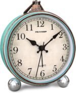 Peakeep 4" Small Battery Operated Antique Retro Analog Alarm Clock for Room Decor, Silent Elegant Bedside Desk Table Gift Clock - Image 2