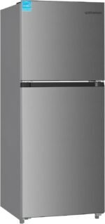 Upstreman 11.6 Cu.Ft. Double Door Refrigerator in Stainless Steel with Large Capacity Top Freezer, Frost Free, Adjustable Thermostat Control, Apartment Refrigerator with Freezer, ENERGY STAR - Image 2