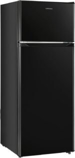 Upstreman 7.7 Cu.Ft. Refrigerator with Freezer, Double Door Fridge, Adjustable Thermostat, Large Capacity, Reversible Door Swing, Refrigerator for Apartment, Office, Dorm, Black（BD75） - Image 2