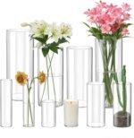 10 Pack Glass Cylinder Vase for Centerpieces, Clear Flower Glass Vases for Wedding Decorations, Hurricane Floating Candle, Holder for Table Centerpiece Wedding Home Décor - Image 2