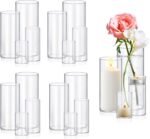16 Pack Glass Cylinder Vases 4,6,8,10 Inch Tall Clear Flower Vase Hurricane Floating Candle Holder for Table Centerpiece Wedding Home Decor - Image 2