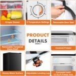 Sweetcrispy 3.2 Cu.Ft Mini Fridge with Freezer Small Refrigerator Single Door Adjustable Thermostat Energy-efficient Low Noise, Compact Fridge for Bedroom, Office, Dorm (Black) - Image 6