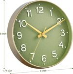 Wall Clock Green, Silent Wall Clocks Battery Operated 8 Inch-Modern Non Ticking Analog Clock Decorative for Kitchen Office Bathroom Bedroom(Gold) - Image 5