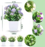 Der Rose 4 Pack Small Fake Plants Mini Artificial Faux Plants Indoor with Flowers Spring Decorations for Home Room Farmhouse Desk House Bathroom Decor - Image 3