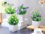 Der Rose 4 Pack Small Fake Plants Mini Artificial Faux Plants Indoor with Flowers Spring Decorations for Home Room Farmhouse Desk House Bathroom Decor - Image 5