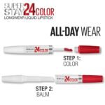 Maybelline Super Stay 24, 2-Step Liquid Lipstick Makeup, Long Lasting Highly Pigmented Color with Moisturizing Balm, Keep It Red, Red, 1 Count - Image 6