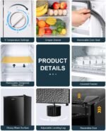 Upstreman 3.2 Cu.Ft Mini Fridge with Freezer, Single Door Mini Fridge, Dorm Fridge, Adjustable Thermostat, Mini Refrigerator for Bedroom, Office, Dorm, Black-BR321 - Image 5