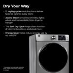 Kenmore 8.0 cu. ft. Front Load Electric Dryer with Wrinkle Guard & Accela Steam to Reduce Wrinkles, Static & Odors - Smart Sensor Drying - LED - ENERGY STAR Certified - Metallic Silver - Image 4