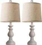PARTPHONER Traditional Table Lamp Set of 2, Rustic Farmhouse Table Lamps for Living Room Bedroom, 22" Bedside Desk Lamps Vintage Nightstand Lamps with Linen Shades, Antique Grey - Image 3