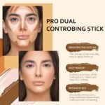 4 Colors Cream Contour Sticks Makeup Kit, Primer Face Highlighter Contouring for Beginners, Highlight and Contour Kit, Cream Concealer Makeup Blur Stick, Primer Face Corrector 1#,3# - Image 3