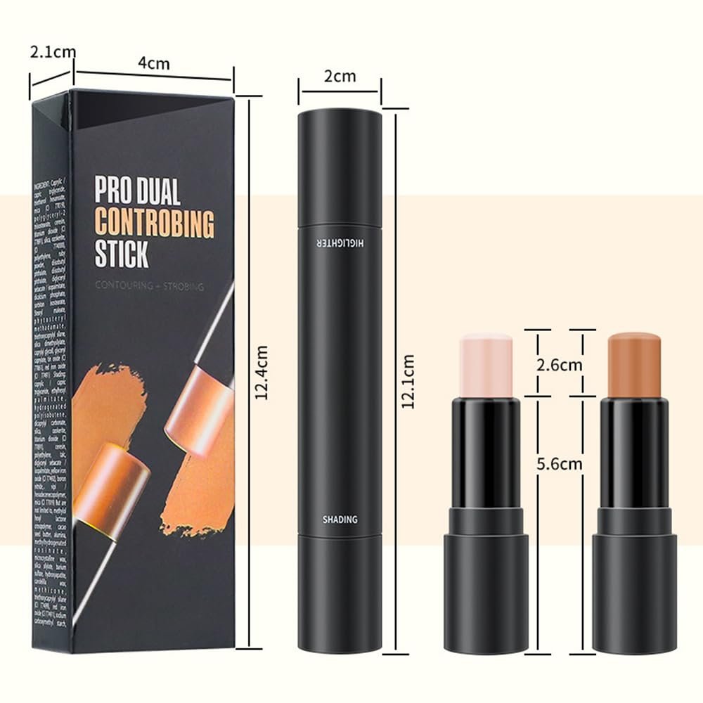 4 Colors Cream Contour Sticks Makeup Kit, Primer Face Highlighter Contouring for Beginners, Highlight and Contour Kit, Cream Concealer Makeup Blur Stick, Primer Face Corrector 1#,3# - Image 4