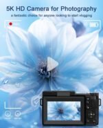 FLATIC Digital Camera with WiFi, 5K 64MP Cameras for Photography with 180° Flip Screen for YouTube, 18X Zoom Autofoucs Vlogging Camera with 64GB Card, Wide & Macro Lens, 2 Batteries, Card Reader - Image 3