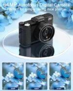 FLATIC Digital Camera with WiFi, 5K 64MP Cameras for Photography with 180° Flip Screen for YouTube, 18X Zoom Autofoucs Vlogging Camera with 64GB Card, Wide & Macro Lens, 2 Batteries, Card Reader - Image 4