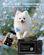 FLATIC Digital Camera with WiFi, 5K 64MP Cameras for Photography with 180° Flip Screen for YouTube, 18X Zoom Autofoucs Vlogging Camera with 64GB Card, Wide & Macro Lens, 2 Batteries, Card Reader - Image 6