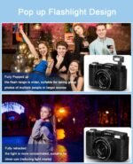 FLATIC Digital Camera with WiFi, 5K 64MP Cameras for Photography with 180° Flip Screen for YouTube, 18X Zoom Autofoucs Vlogging Camera with 64GB Card, Wide & Macro Lens, 2 Batteries, Card Reader - Image 8