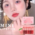 Eakroo 6 Colors Peach Lip Stain Set, Korean Lip Gloss Mini Liquid Lip Tint, Lipstick for Women, Liquid Blush, Lip Plumper, Lip Stain Long Lasting Waterproof, High Pigment, Vivid Color, Cute Stuff - Image 3